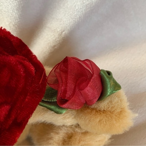 VINTAGE Dan Dee Collectors Choice Stuffed Bear Red Hat Roses Sitting Collectible - Picture 9 of 14